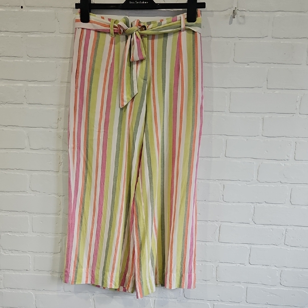 Bombay Paisley Striped Pants with Pink, Orange, and Green